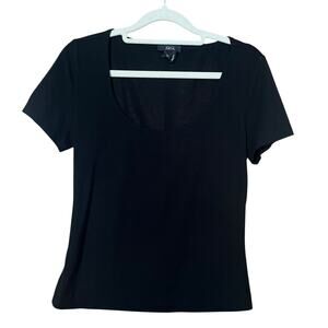 Paige Womens Top XS Black Short Sleeve Minimalist Basic Goth Casual Staple